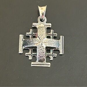 Jerusalem Sterling Silver Cross Pendant. NWOT